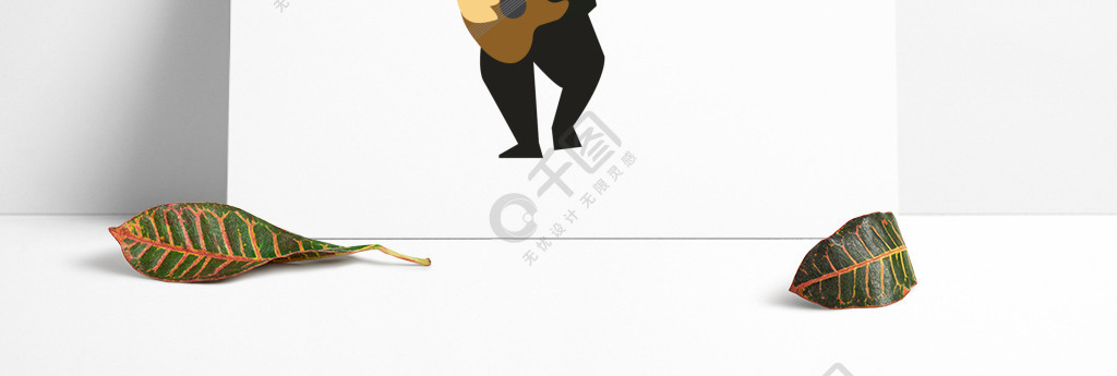 卡通风格弹吉他的的胖男子