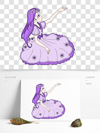 紫色梦幻花仙子卡通素材