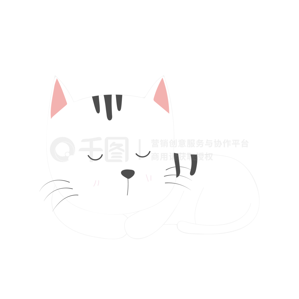 卡通清新睡懒觉的猫咪图片素材-编号33079747-图行天下