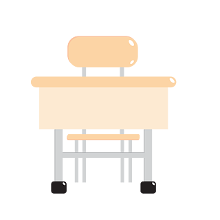 小学生开学日矢量卡通手绘风格教室课桌椅