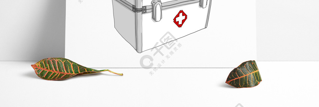 手繪醫療主題急救箱卡通插畫