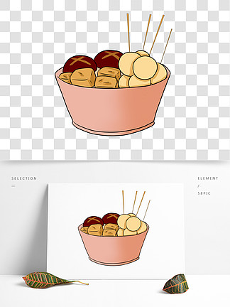 手繪美食關東煮矢量插畫