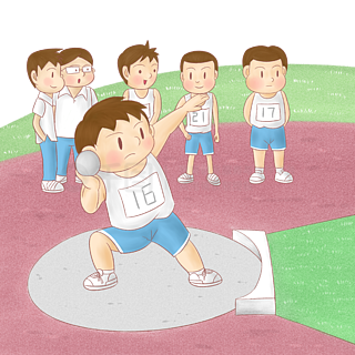 卡通中小学生运动会铅球比赛png透明底
