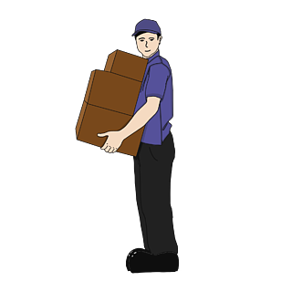 男快递员搬箱子插画双十一快递箱子购物女生素材包裹运送线性图标快递