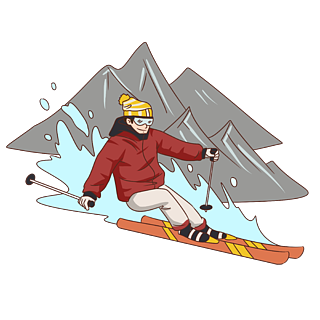 手绘冬季旅游滑雪男子人物插画