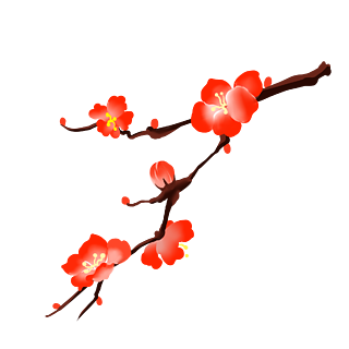 梅花花朵树枝矢量插画