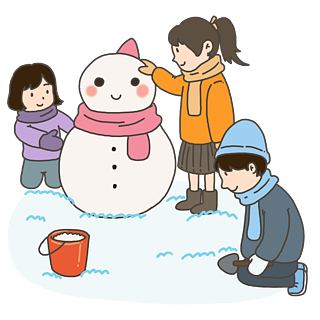 2019新年过年堆雪人玩雪手绘插画免抠元素下载