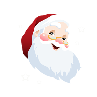 戴眼镜的和蔼可亲的红色圣诞老人头像白胡子