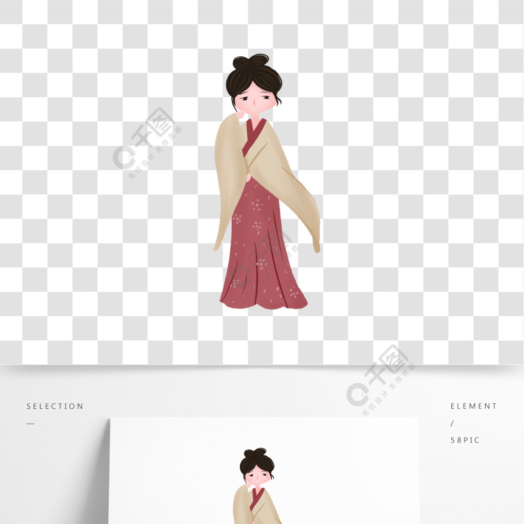 中国风传统服饰汉服女孩插画