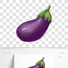 手绘卡通紫色茄子素材元素
