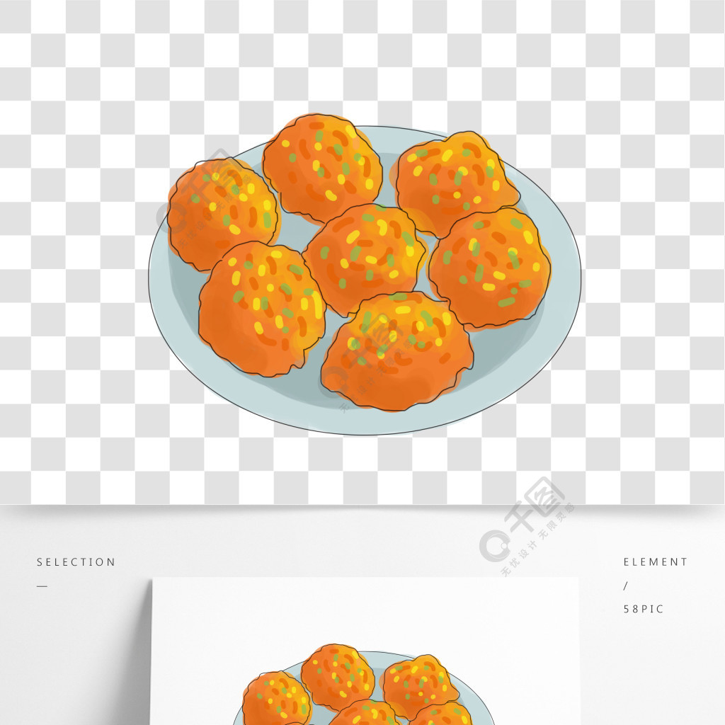 插画手绘肉丸子图
