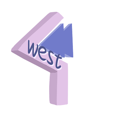 创意紫色的向西指示牌