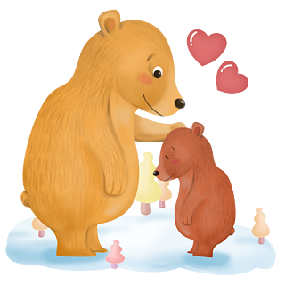 卡通棕熊动物母子手绘卡通情侣表达浓浓爱意的父亲节到啦手绘卡通七夕