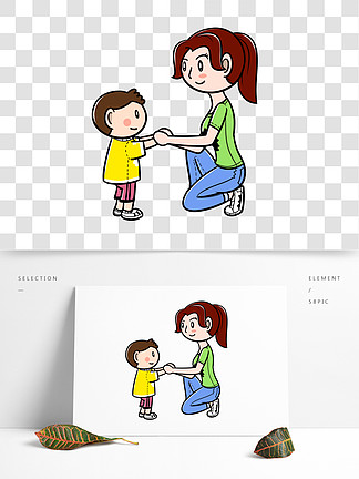 妈妈和孩子卡通亲手图片