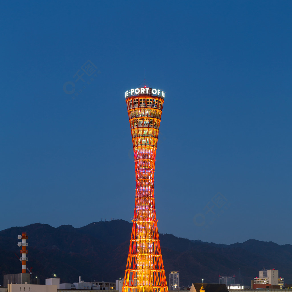 日本神戶塔和城市景觀