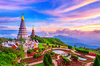 泰国清迈Doi Inthanon国家公园地标塔.