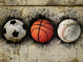 篮球、 棒球和足球