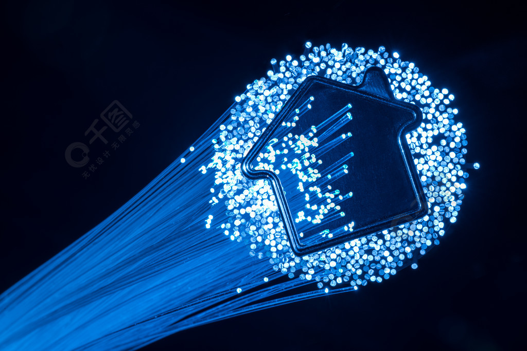 光纤连接到 housefiber 光纤连接的房子