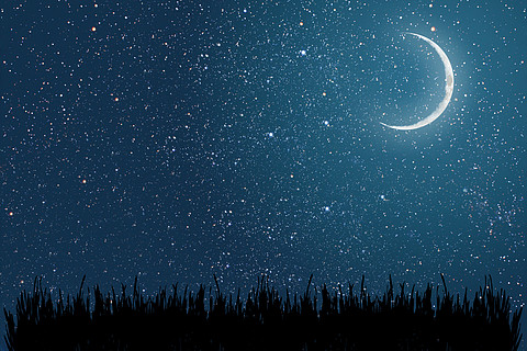 背景夜空的星星和月亮