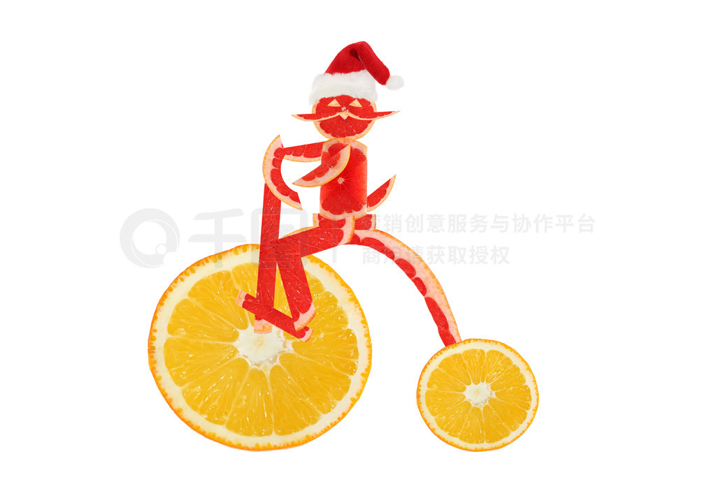 Funny cat on a retro bike. Happy New Year.