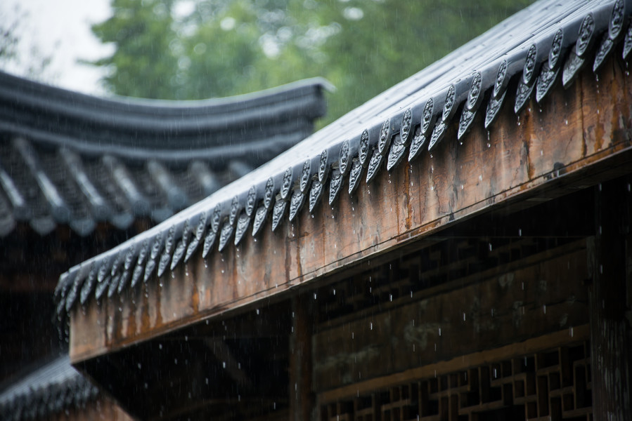 4913節氣雨水雨天下雨雨滴攝影圖5131在下雨的夜晚,與景燈的城市場景