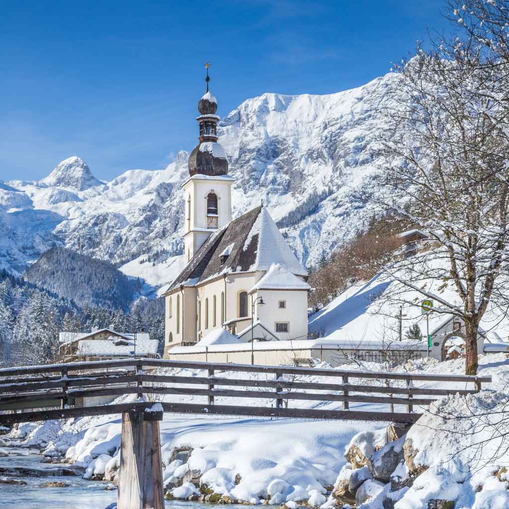 Ramsau in winter, Berchtesgadener Land, Bavaria, Germany