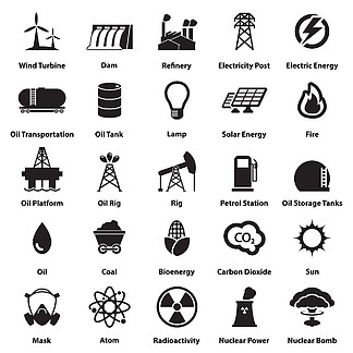 能源、 电力、 电源图标标志和符号