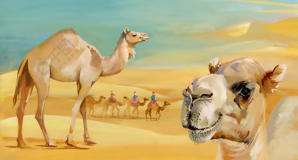 骆驼彩铅画图片