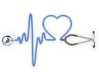 <i>听</i><i>诊</i>器和心电图和心脏的一个侧面