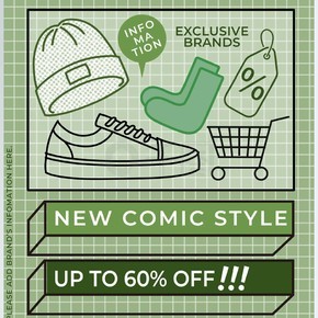 绿色商店促销漫画风格传单封面海报
