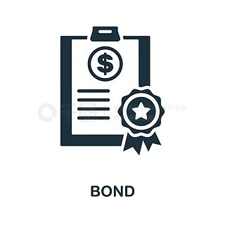 债券图标用于模板,网页设计和信息图表的单色简单邦德图标